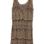 Solitaire  Ravi Khosla Tan Lace Boho Crochet Knee Length Coverup Dress Womens S Photo 6