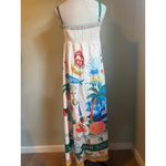 Medium tropical vacation‎ maxi dress boho cottage core floral blue green resort Multiple Photo 3