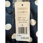 NEW Sabrina Lauren Women's Blouse Large Button Down Denim Blue White Polka Dots Photo 3