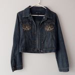 CLASH Women's Embellished Front Pockets Denim Jean Jacket Size S Blue Photo 2