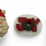 Vintage Christmas Brooch Lot – Santa, Snowman & Joy Wreath Pins Red Photo 0