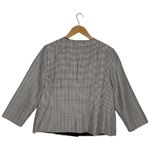 Talbots Womens Size 14 Blazer Hidden Buttons Square Print Lined Black Photo 7