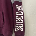 PINK - Victoria's Secret Victoria’s Secret PINK Hoodie Sweatshirt Small Burgundy Gray Colorblock Dog Logo Photo 2