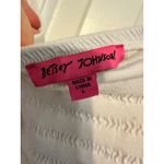 Betsey Johnson Womens White Textured Dress With Lace Puff Sleeves Size L Photo 5