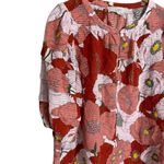 Loft  Hibiscus Floral Red Pink Blouse XS Photo 3