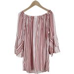NWT Lascana Off The Shoulder Striped Top Blouse Size 6 Red and White Photo 1