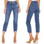 Levi's 501 Premium Crop Jeans in Charleston Fun Size 27 Big E Distressed Raw Hem Photo 4