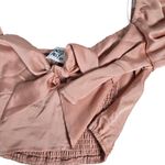 Princess Polly  Pink Satin Tie Front Cropped‎ Long Sleeve Peasant Estee Top 10 Photo 5