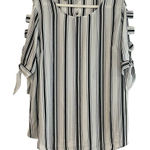 Iz Byer  Striped Cold Shoulder Blouse Large Photo 0