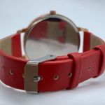 CHRISTMAS SANTA Womens watch rose gold tone rhinestones red leather band runs Photo 3