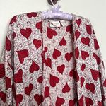 Victoria's Secret Vintage  M/L 100% Silk Robe Gold Label Red White Hearts Photo 4