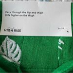 Ann Taylor  Viscose/Linen Blend Embroidered Pleated Paperbag Green Shorts Size 4 Photo 7