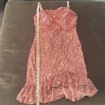 Women’s Pink Sequined Short Homecoming Party Dress Ruffle Hem CorsetBack Size 8 Photo 7