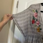 Cost Plus World Market Grey Floral Embroidered Maxi Dress Photo 6