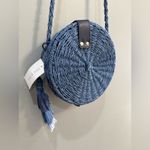 Blue Mia & Tess Crossbody Tassel Paper Bag NWT Photo 2