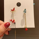 Santa Claus Threader Earrings Cute Retro‎ Asymmetrical Climbing Santa Claus Gold Photo 0