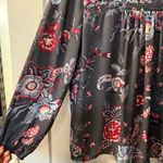 Loft Women's Black Floral Dark Florals Blouse Keyhole Back Flowy Long Sleeve LP Photo 1