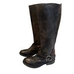 Steve Madden Judgemnt Distressed Black Leather Fleur-De-Lis Riding Boots, Sz 10 Photo 6