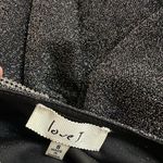 Love j Sparkly Silver Black Bodysuit Rhinestone Strap Long Sleeve Glam Going Out NYE Photo 4