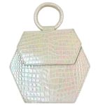 Anima Iris Zaza Hexagon Bag Iridescent Croc Leather Quiet Luxury Purse White Photo 0