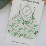 Handmade Lightweight Genuine Leather Palm Tree Teardrop Beach Earrings Photo 0