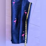 SLB Silk Lined Silk Capri Black Pants Embroidered Cropped Pink Flamingos Size 4 Photo 7