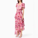 Elliatt NWT  Evalina Tiered Maxi Dress Pink Multi Romantic Sweet Size M Photo 3