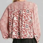 Free People Rouge open cardigan floral Balloon Sleeve Top Red XS Photo 10