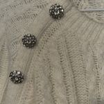 Ann Taylor  Petite Jeweled Cable Knit Sweater Wool Blend Ivory Women’s Large LP Photo 4