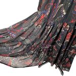 Reba Medium Midi Dress Paisley Long Balloon Sleeve Embroidered Lined Tasseled Black Photo 4