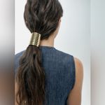ZARA  Gold Metal Hair Tie Bohemian Mob Wife Chunky Modern New in Box Photo 1