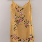 Urban Outfitters Carmen Embroidered Fringe Sleeveless Mini Dress in Yellow - XS Photo 0