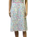 Lilly Pulitzer  Strapless Wave Blue Floral Butterfly Tiger Scalloped Trim Dress 6 Photo 0