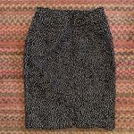 VTG DESIGNER 100% SILK RUCHED POLKA DOT PENCIL SKIRT DRESSY BUSINESS Black Size 6 Photo 2