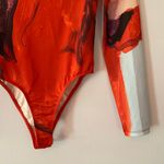 ZARA  Xevi Sola Red High Neck Abstract Long Sleeve Bodysuit Women's size Small Photo 4