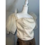 Sunday in Brooklyn Anthropologie Cream Tulle Off-The-Shoulder Top LARGE Photo 3