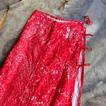 Vintage Red Batik Cotton Tie Skirt Size XS Photo 1