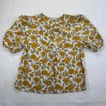 Cupcakes and Cashmere Floral Blouse Puff Sleeve Linen Blend Top Size L Yellow Size L Photo 0