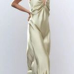 ZARA  dress maxi midi gown evening wedding party satin olive green corset  Photo 4