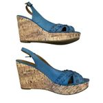 Apt. 9 Blue  Open Toe Wedges High Heels Beach Coastal Vacation Party Photo 1