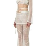 Pannpann Sundarbay Crocheted Bamboo Pants in White Size M Photo 4