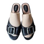 Fossil  Malea Platform Cork Wedge Sandals Y2K Black Leather Chunky Grunge Size 9 Photo 1