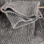 DKNY Jeans 100% Cotton Gray & Metallic Silver Animal Print Size L Crew Sweater Photo 9