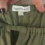 Poupette St Barth Long Sleeve Off Shoulder Tassle Tie Blouse Green Gold Shimmer Size M Photo 3