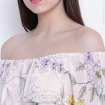 Forever 21 Off Shoulder Dress Floral Pastel Pink Colorful Ruffle S Photo 1