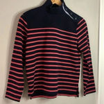 J.Crew High Neck Funnel Neck Sweater Nautical Striped Sweater Size XS Preppy Photo 0