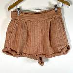 Free People  Gauze High Waisted Drawstring Shorts Tan peach Size S cotton boho Photo 0