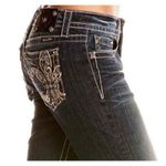 Miss Me  Boyfriend Capri Jeans BLING Rhinestones Womens 27 Crystals Dark Wash Photo 4