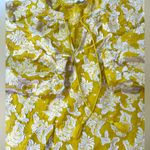 Chico's Lemon yellow Jacquard 3D white floral peasant tunic tassel v-neck 3/4 sleeve Photo 9