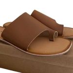 Lucky Brand Women's Vayleri Leather Slide Toe Ring Brown Sandals, size 9.5 Photo 2